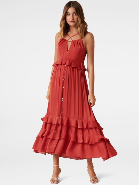 

Forever New Women Red Solid Maxi Dress