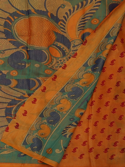 

Pothys Red & Yellow Poly Georgette Solid Saree