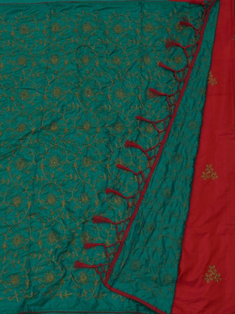 

Pothys Green & Red Art Silk Printed Saree
