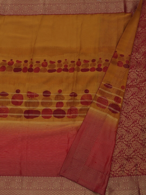 

Pothys Mustard Printed Poly Georgette Saree