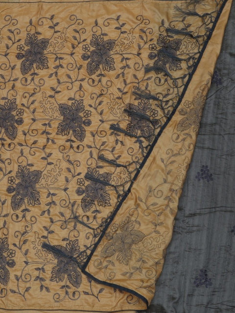 

Pothys Yellow & Grey Art Silk Embroidered Saree
