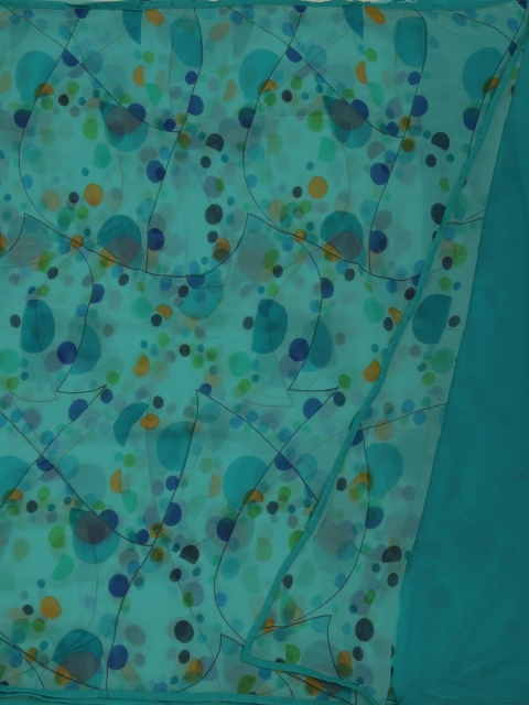 

Pothys Blue Printed Poly Georgette Saree