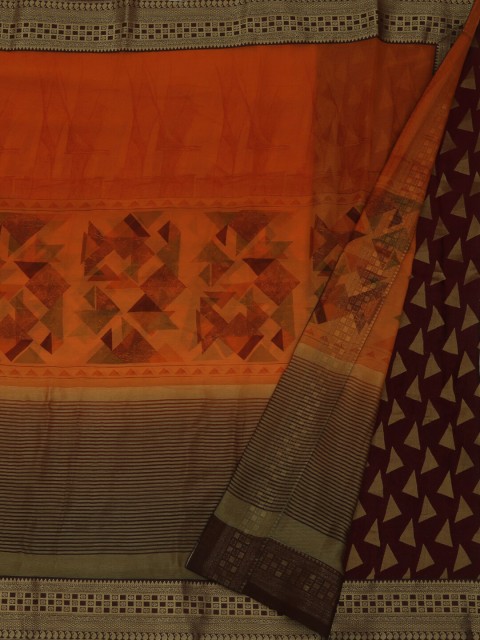 

Pothys Orange Woven Design Poly Georgette Saree