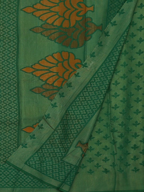 

Pothys Green & Orange Poly Georgette Woven Design Saree