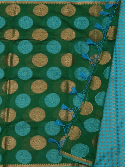 

Pothys Green & Blue Pure Cotton Woven Design Saree