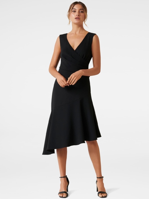 

Forever New Women Black Solid A-Line Dress