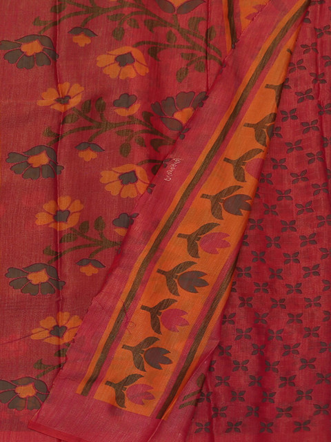 

Pothys Grey & Pink Poly Georgette Printed Saree