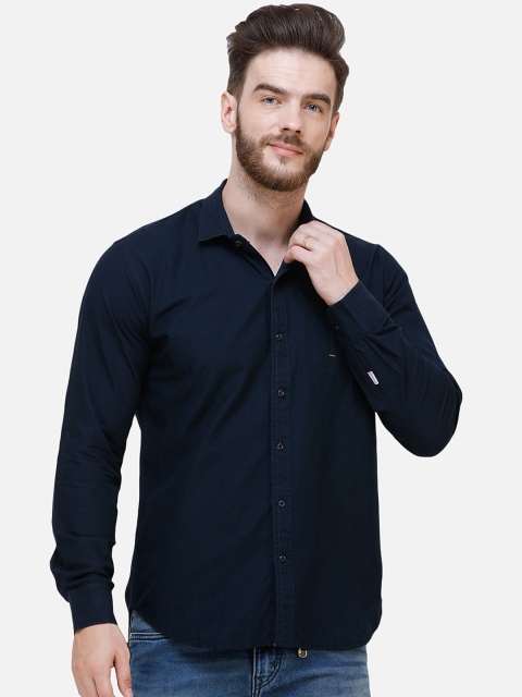 

COLVYNHARRIS JEANS Men Navy Blue Slim Fit Solid Casual Linen Shirt