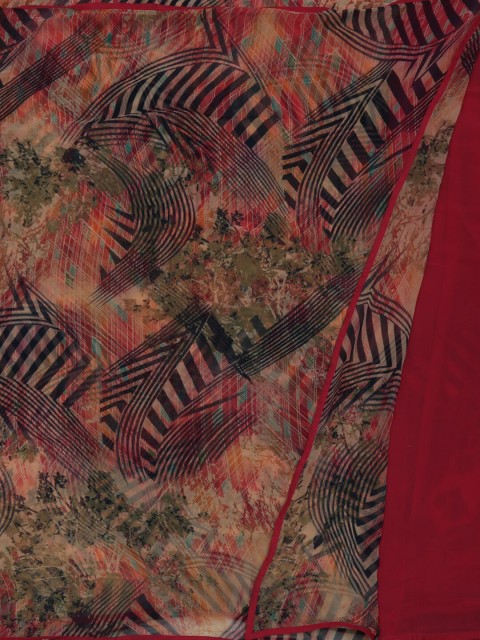 

Pothys Pink & Red Poly Georgette Printed Saree