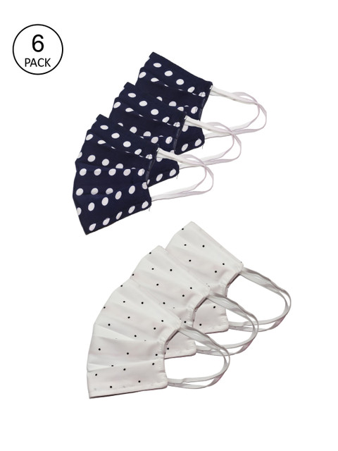 

Bellofox Unisex Pack of 6 Pcs Blue & White Reusable 3-Ply Outdoor Cloth Masks