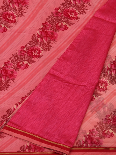 

Pothys Pink Printed Poly Georgette Saree
