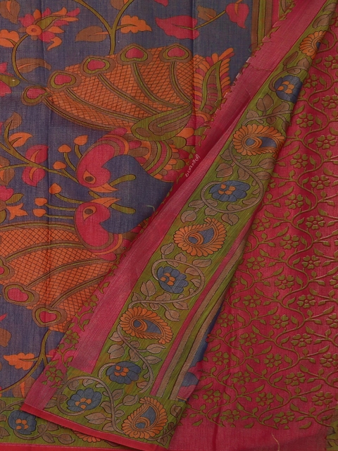 

Pothys Magenta Printed Poly Georgette Saree