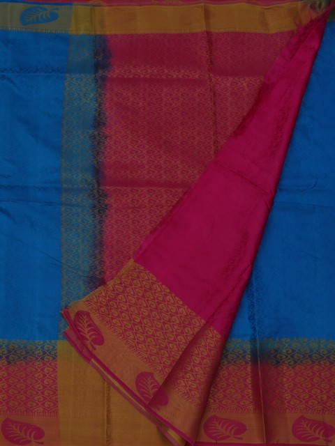 

Pothys Blue & Pink Jute Silk Woven Design Saree