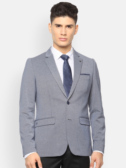 

Van Heusen Men Grey Self-Design Slim-Fit Single-Breasted Blazer