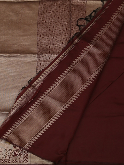 

Pothys Brown & Gold Jute Silk Woven Design Saree