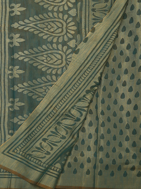 

Pothys Green Printed Poly Georgette Saree