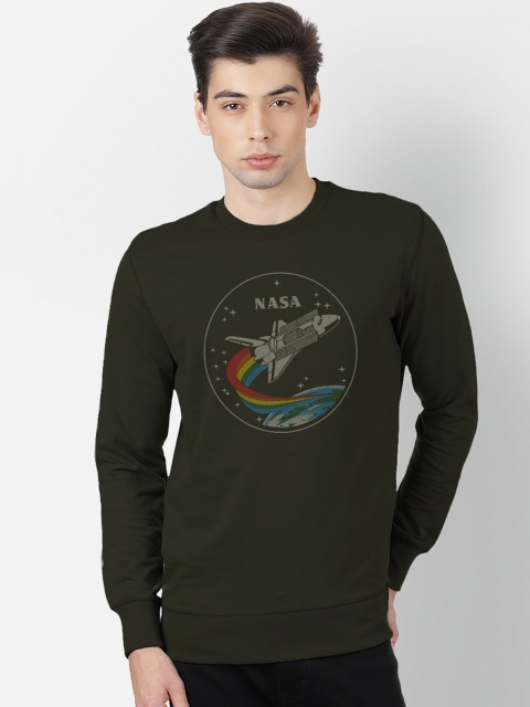 

Free Authority Men Olive Green NASA Print Sweatshirt