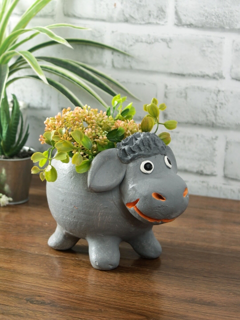 

Aapno Rajasthan Grey Handcrafted Terracotta Sheep Figurine Planter