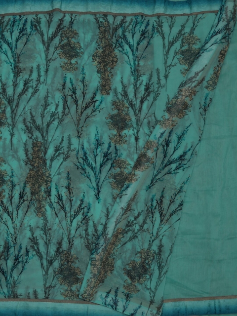 

Pothys Blue Printed Poly Georgette Saree