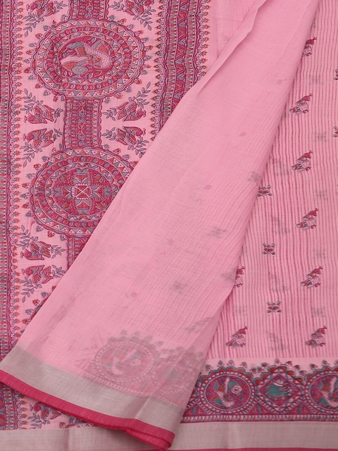 

Pothys Pink Woven Design Cotton Blend Saree