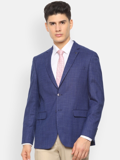 

Van Heusen Men Blue Self-Design Slim-Fit Single-Breasted Formal Blazer