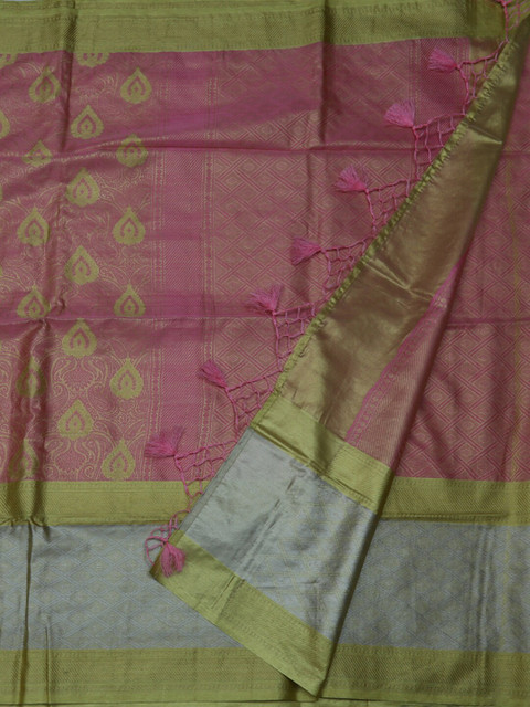 

Pothys Pink & Green Tissue Woven Design Saree
