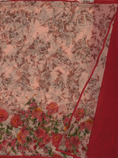 

Pothys Pink & Green Poly Georgette Printed Saree