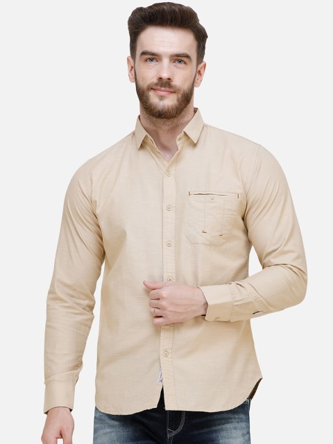 

COLVYNHARRIS JEANS Men Beige Slim Fit Solid Casual Shirt