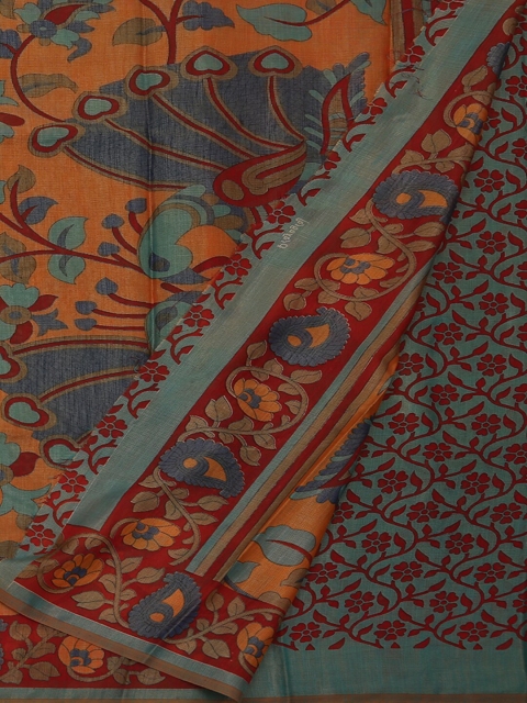 

Pothys Green & Orange Poly Georgette Printed Saree