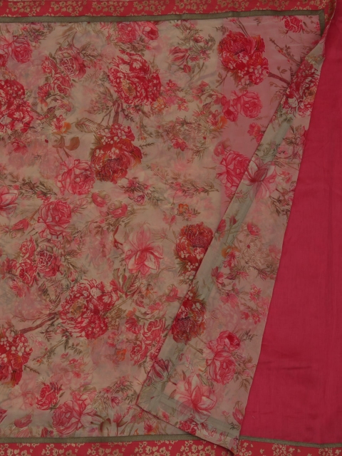 

Pothys Pink Printed Poly Georgette Saree