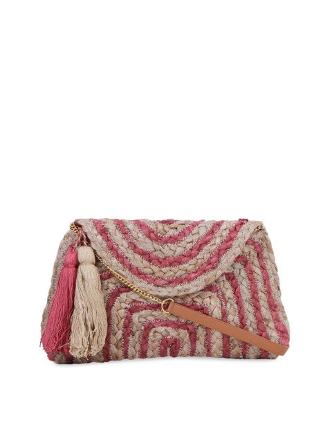 

Diwaah Pink & Beige Textured Clutch