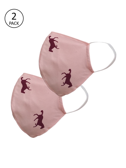 

nestroots Adults Pack Of 2 Pink Printed 2-Ply Reusable Cloth Masks