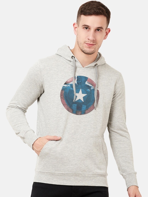 

Free Authority Men Grey Captain America Printed Hooded Sweatshirt