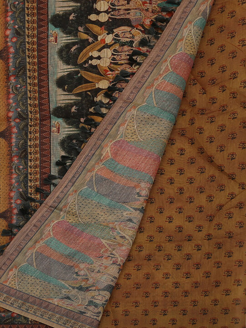 

Pothys Grey & Brown Jute Silk Embroidered Saree