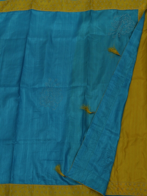 

Pothys Blue & Green Poly Silk Checked Saree