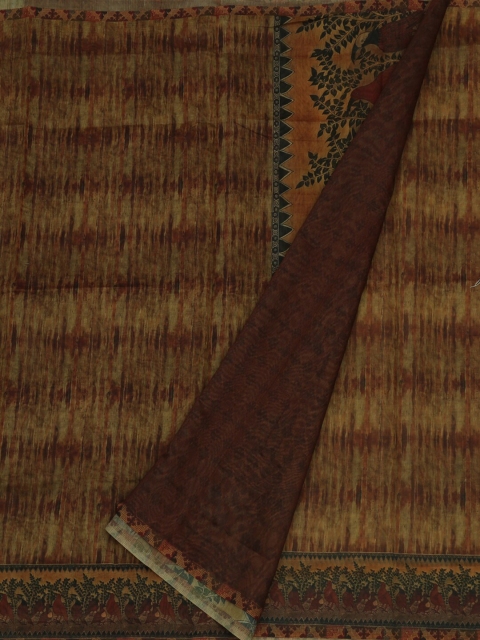 

Pothys Brown Printed Jute Silk Saree