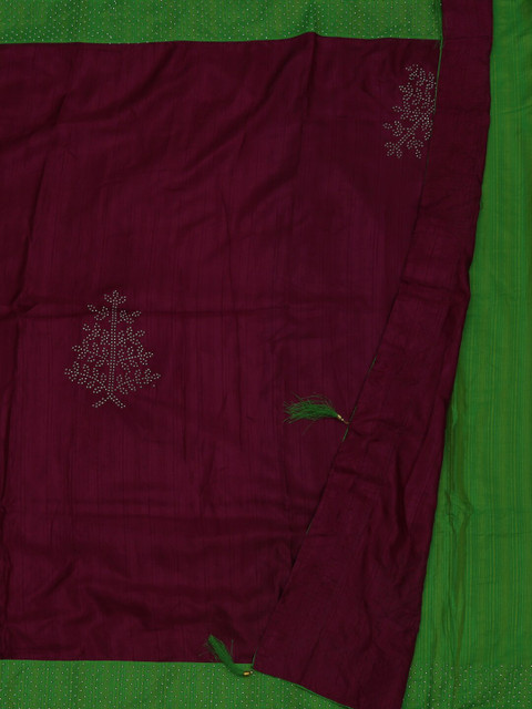 

Pothys Magenta & Green Poly Silk Striped Saree