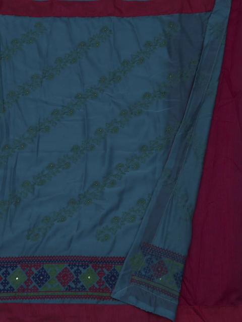 

Pothys Blue & Maroon Poly Georgette Embroidered Saree