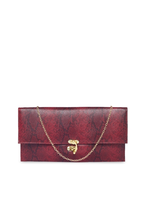 

Tokyo Talkies Maroon Textured Envelope Clutch