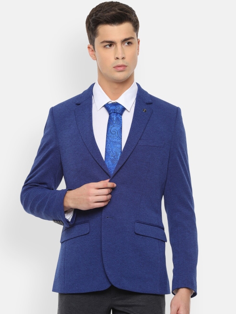 

Van Heusen Men Blue Self Design Slim-Fit Single-Breasted Blazer