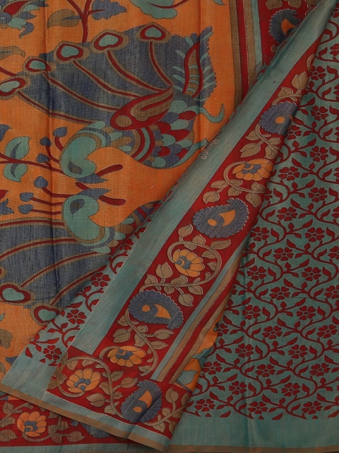 

Pothys Green & Orange Poly Georgette Printed Saree