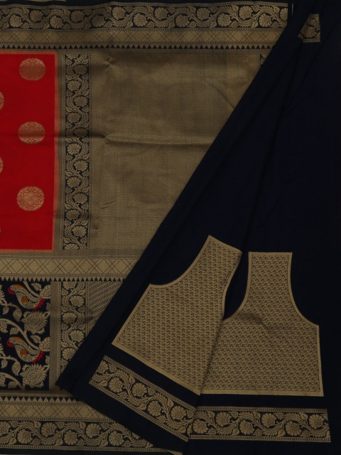 

Pothys Red & Gold-Toned Jute Silk Woven Design Saree