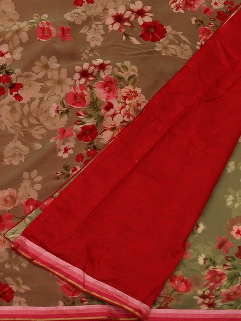 

Pothys Green & Pink Poly Georgette Printed Saree