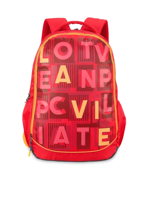 

LAVIE SPORT Unisex Red & Yellow Typography Backpack