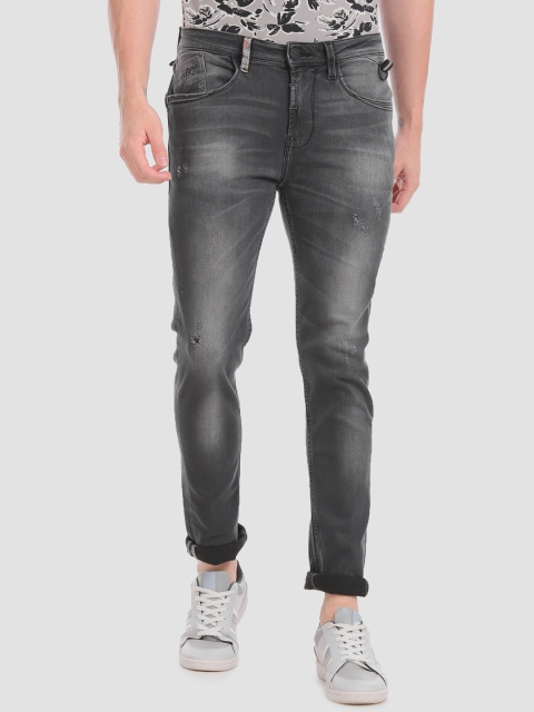 

Ed Hardy Men Grey Slim Fit Mid-Rise Low Distress Jeans