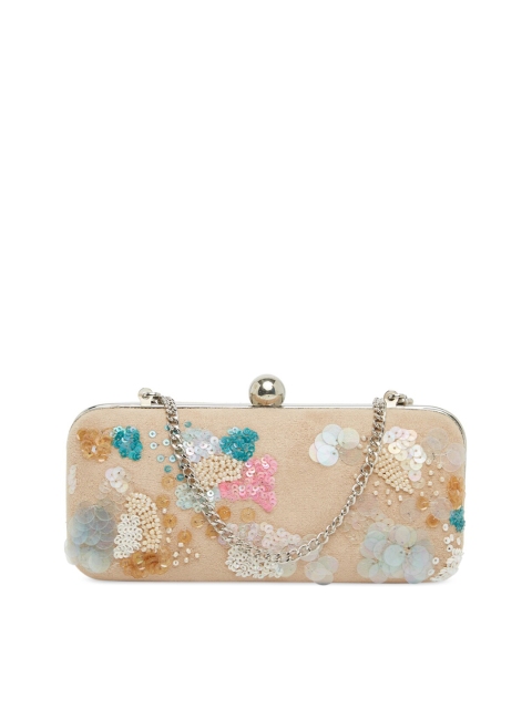 

Tokyo Talkies Cream-Coloured Embellished Box Clutch