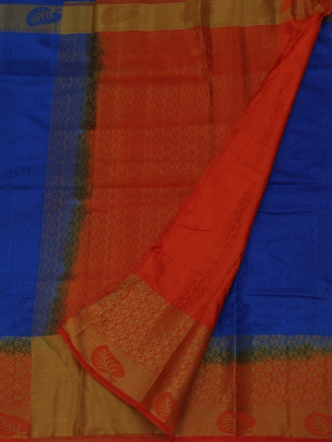 

Pothys Blue & Orange Jute Silk Woven Design Saree