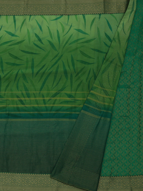 

Pothys Green & Gold Poly Georgette Leaf Printed Saree
