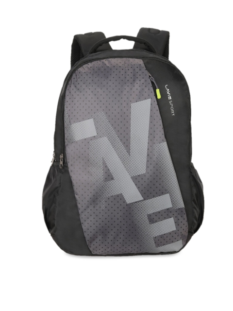 

LAVIE SPORT Women Black & Grey Typography Backpack