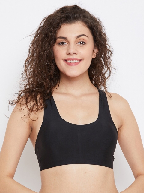 

SECRETS BY ZEROKAATA Black Solid Non-Wired Lightly Padded Sports Bra SZBLK1761